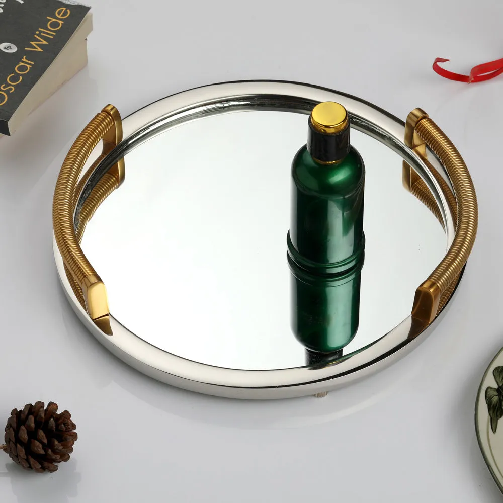 Allie Mirror Tray in Gold & Silver Finish