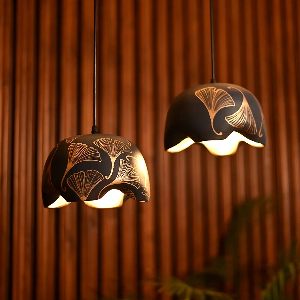 Alluring Blue & Gold Terracotta Handpainted Hanging Cluster Lamp