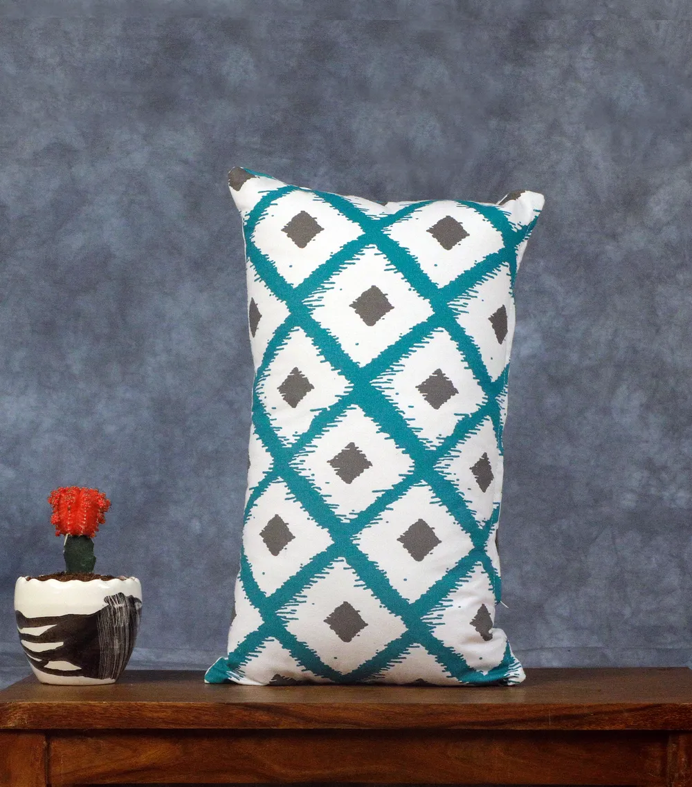 Almighty Green White Diamond Cushion Cover