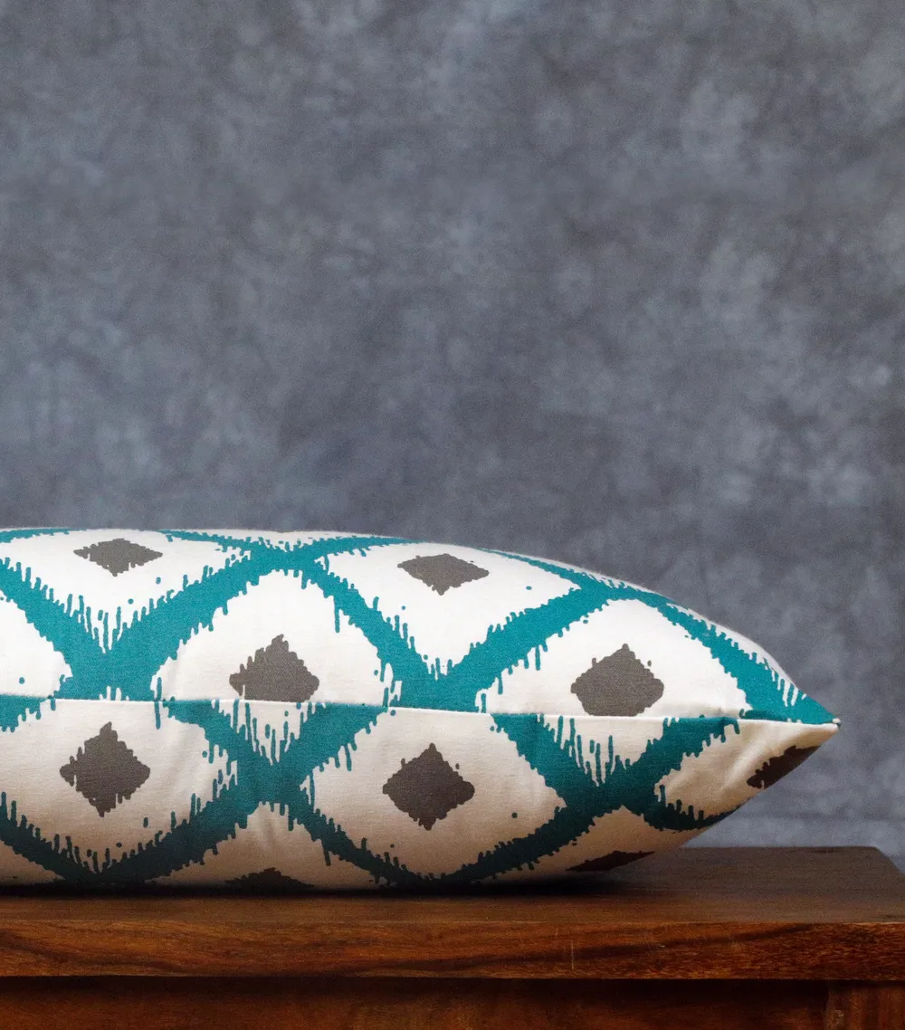Almighty Green White Diamond Cushion Cover