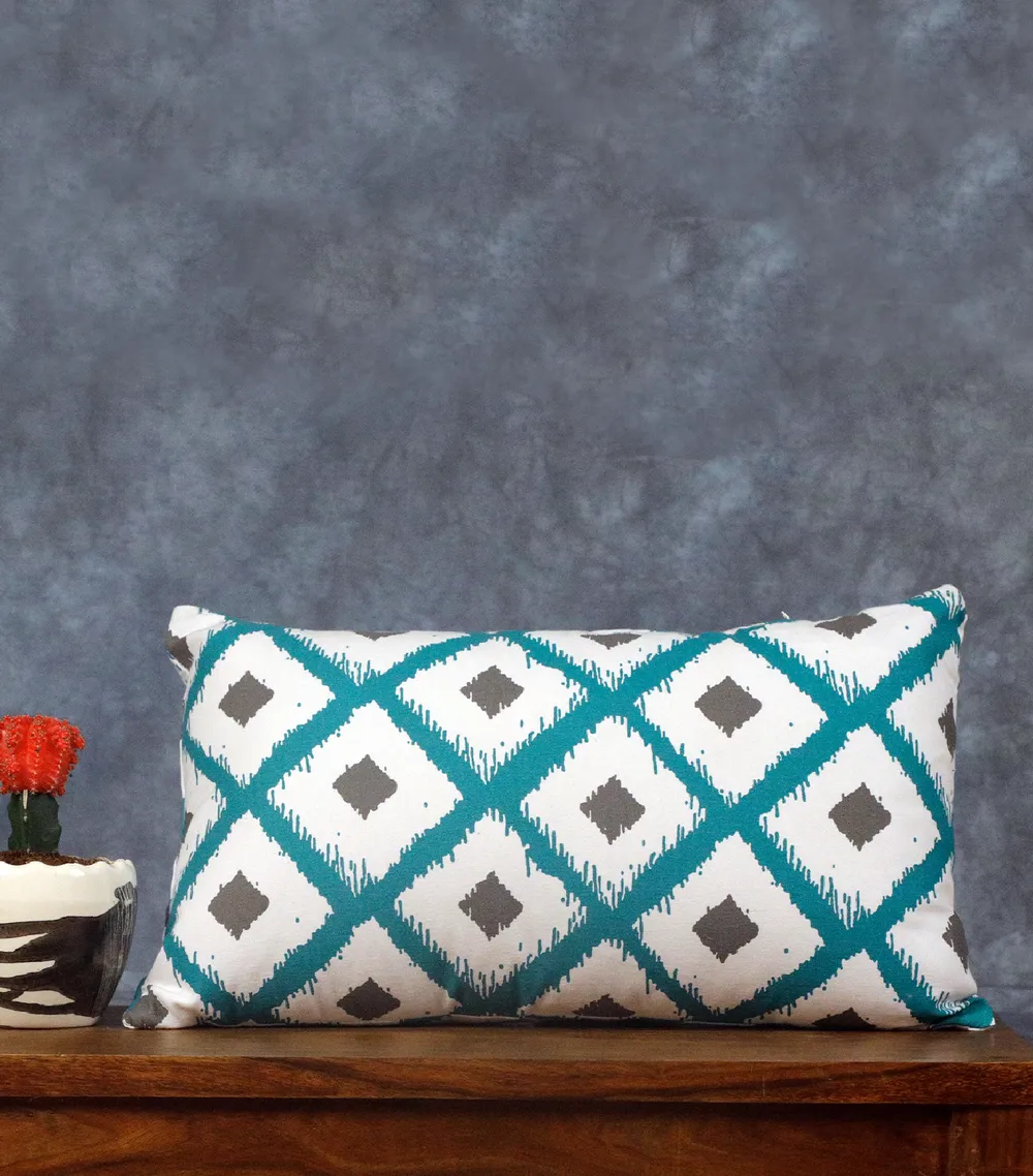 Almighty Green White Diamond Cushion Cover