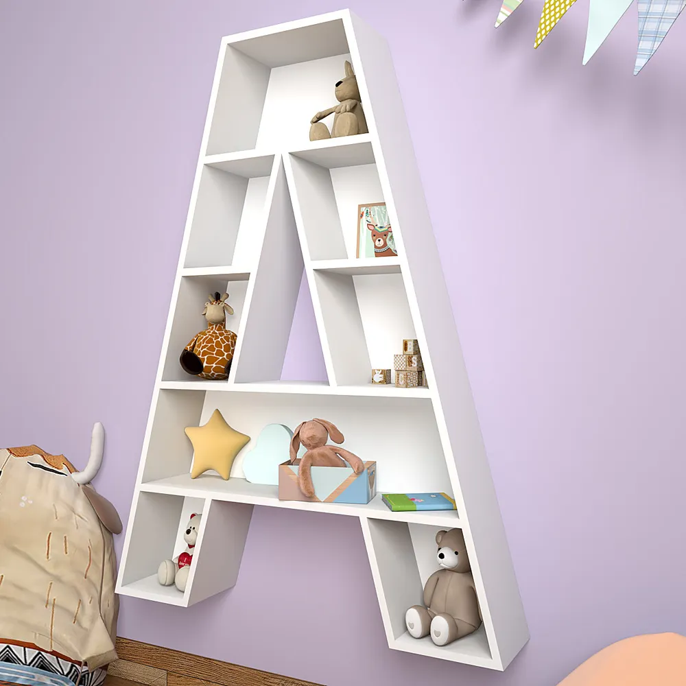 Alphabet A Designer Kids Book Shelve In White Small