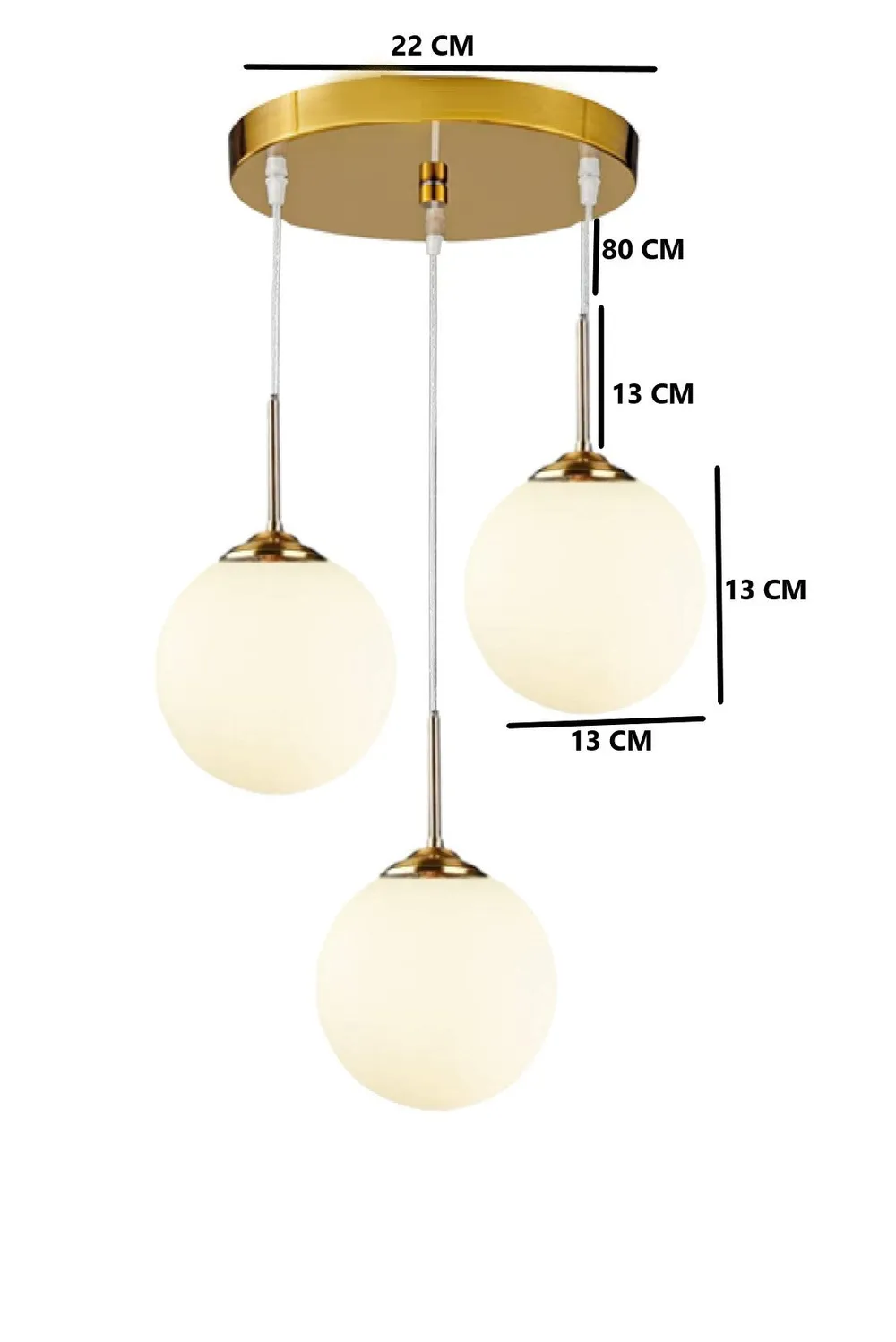 Amaza White Glow Triplet Globes Pendant Light