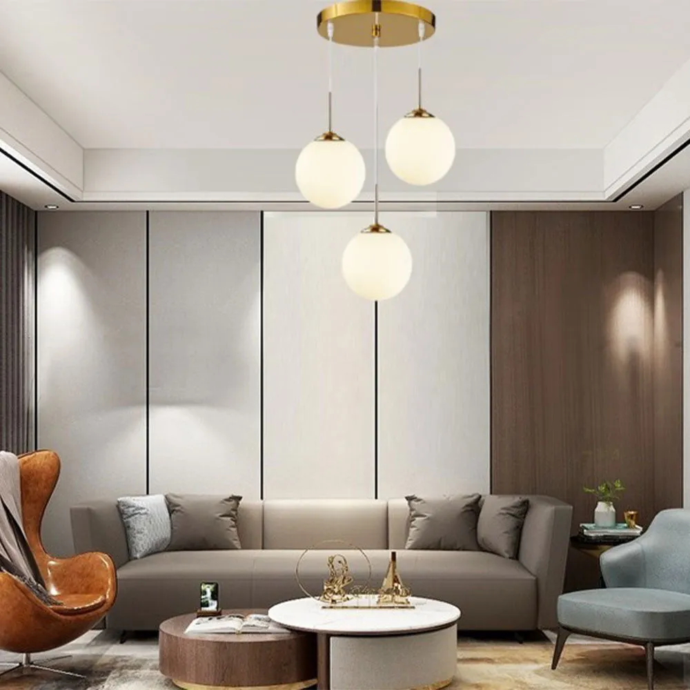 Amaza White Glow Triplet Globes Pendant Light