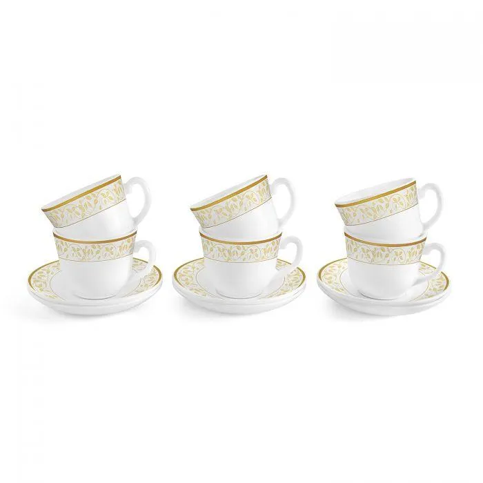 Amber Gold Rich Cup & Saucer Set Of 6