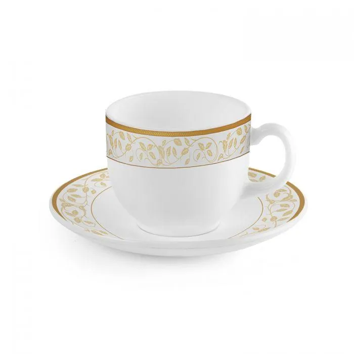 Amber Gold Rich Cup & Saucer Set Of 6