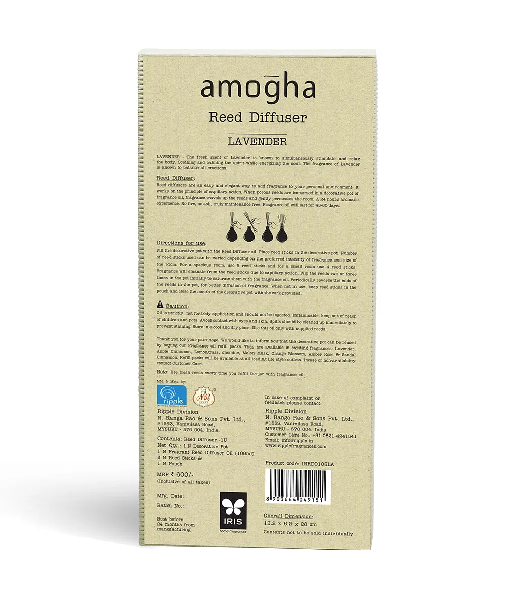 Amogha Reed Diffuser with 8 reed sticks and 100 ml aroma oil  set (Lemon Grass/ Lavender/ Sandal Cinnamon) SANDAL CINNAMON