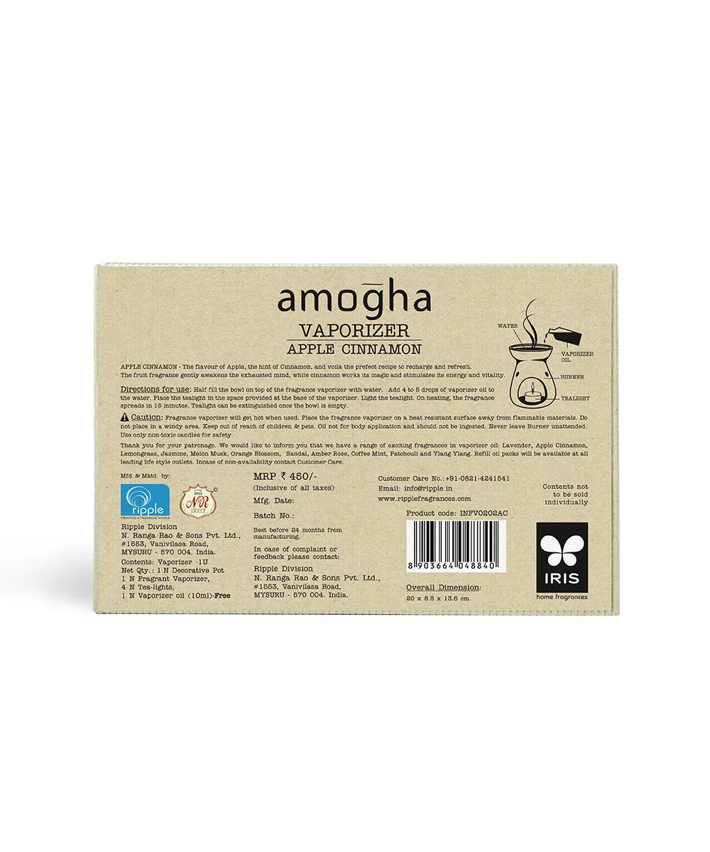 Amogha Toxin-Free Fragrance Vaporizer With Vaporizer Oil 10 ml (Apple Cinnamon/Lavender/Lemon Grass,/Sandal) SANDAL
