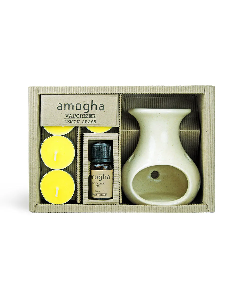 Amogha Toxin-Free Fragrance Vaporizer With Vaporizer Oil 10 ml (Apple Cinnamon/Lavender/Lemon Grass,/Sandal) SANDAL