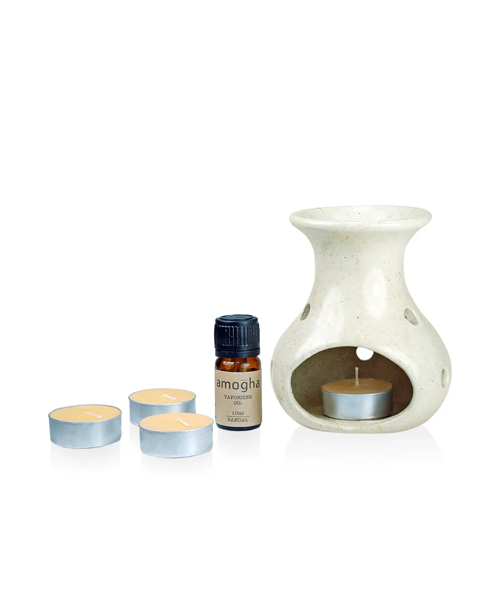 Amogha Toxin-Free Fragrance Vaporizer With Vaporizer Oil 10 ml (Apple Cinnamon/Lavender/Lemon Grass,/Sandal) SANDAL