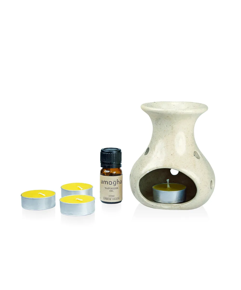 Amogha Toxin-Free Fragrance Vaporizer With Vaporizer Oil 10 ml (Apple Cinnamon/Lavender/Lemon Grass,/Sandal) SANDAL