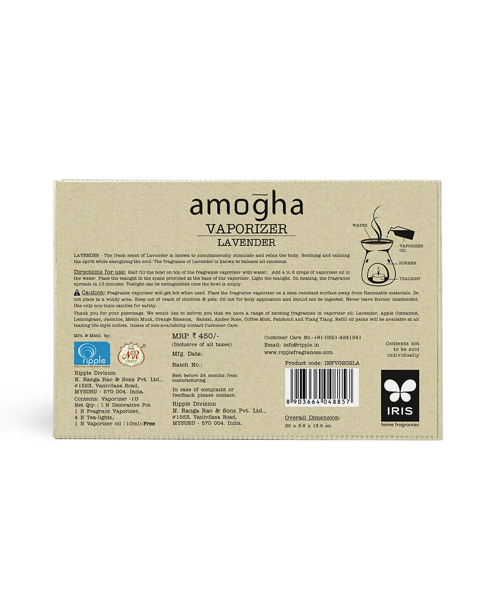 Amogha Toxin-Free Fragrance Vaporizer With Vaporizer Oil 10 ml (Apple Cinnamon/Lavender/Lemon Grass,/Sandal) SANDAL