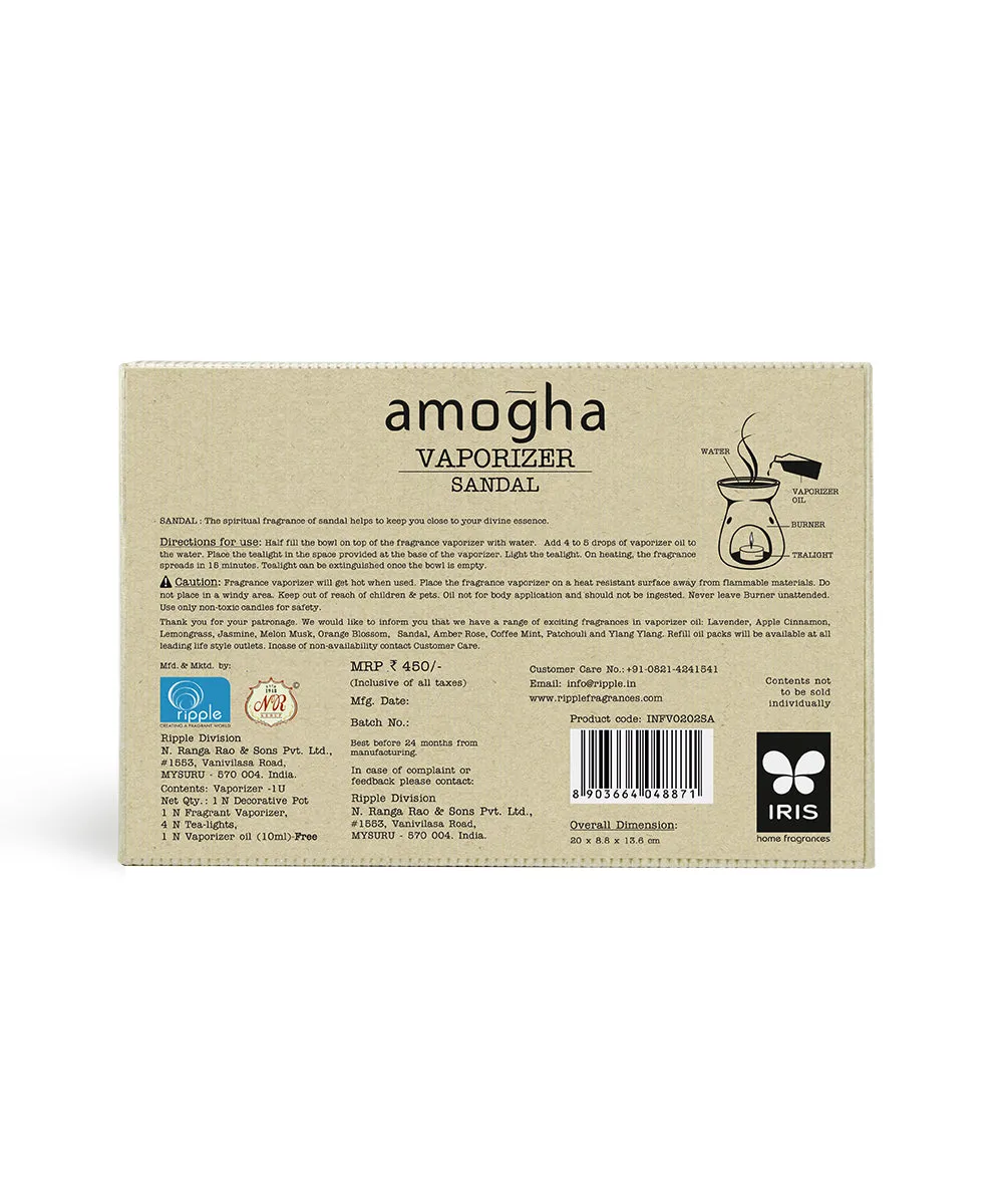 Amogha Toxin-Free Fragrance Vaporizer With Vaporizer Oil 10 ml (Apple Cinnamon/Lavender/Lemon Grass,/Sandal) SANDAL