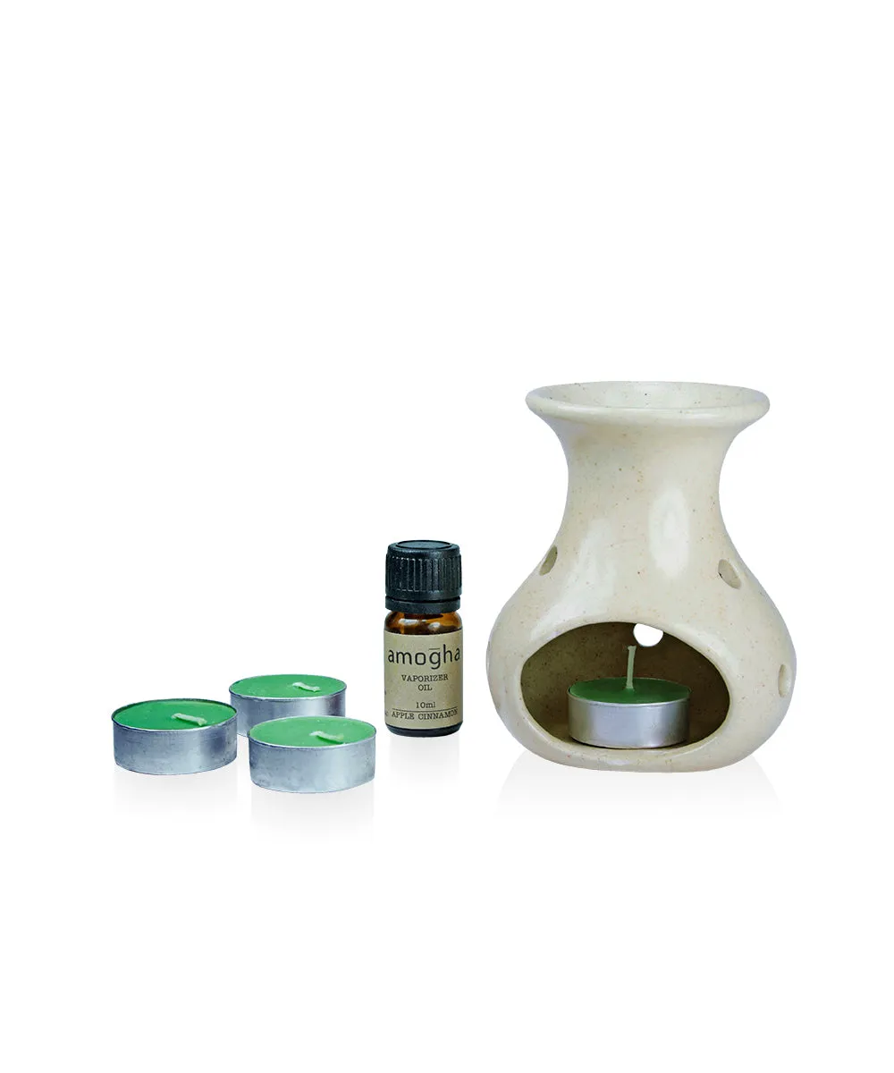 Amogha Toxin-Free Fragrance Vaporizer With Vaporizer Oil 10 ml (Apple Cinnamon/Lavender/Lemon Grass,/Sandal) SANDAL
