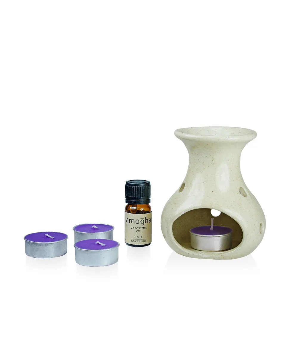 Amogha Toxin-Free Fragrance Vaporizer With Vaporizer Oil 10 ml (Apple Cinnamon/Lavender/Lemon Grass,/Sandal) SANDAL