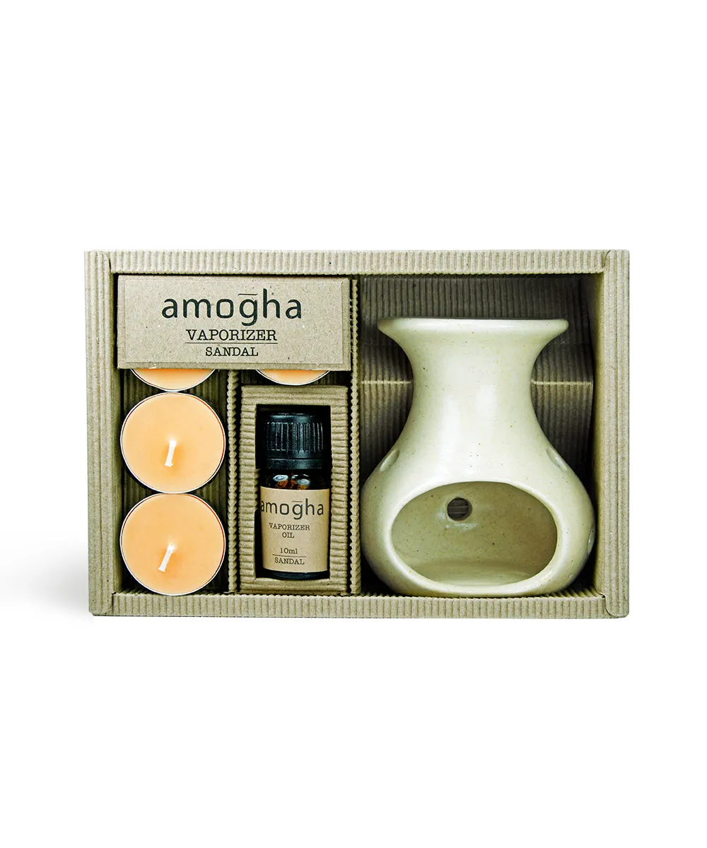 Amogha Toxin-Free Fragrance Vaporizer With Vaporizer Oil 10 ml (Apple Cinnamon/Lavender/Lemon Grass,/Sandal) SANDAL