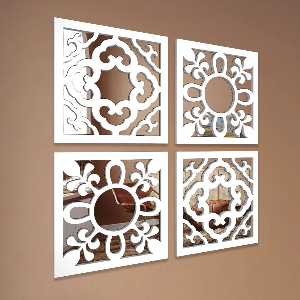 Ancient Arabic Wooden Mirror Wall Art- Set of 4