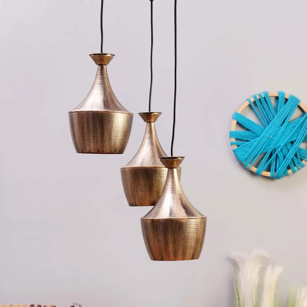 Ancient Motif Golden Cluster Hanging Lights Single Piece