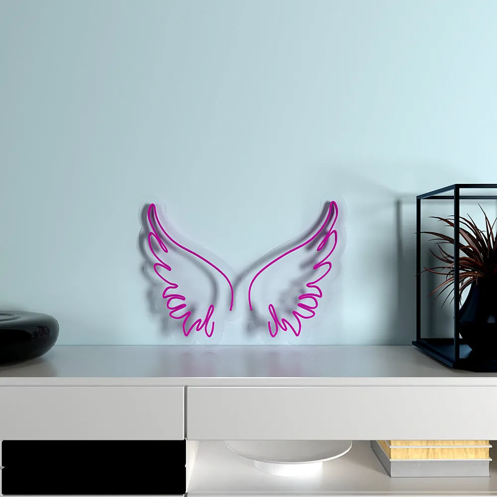 Angel Wings Neon LED Light (Available in Multiple Colors) Pink