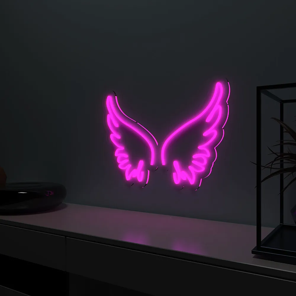 Angel Wings Neon LED Light (Available in Multiple Colors) Pink