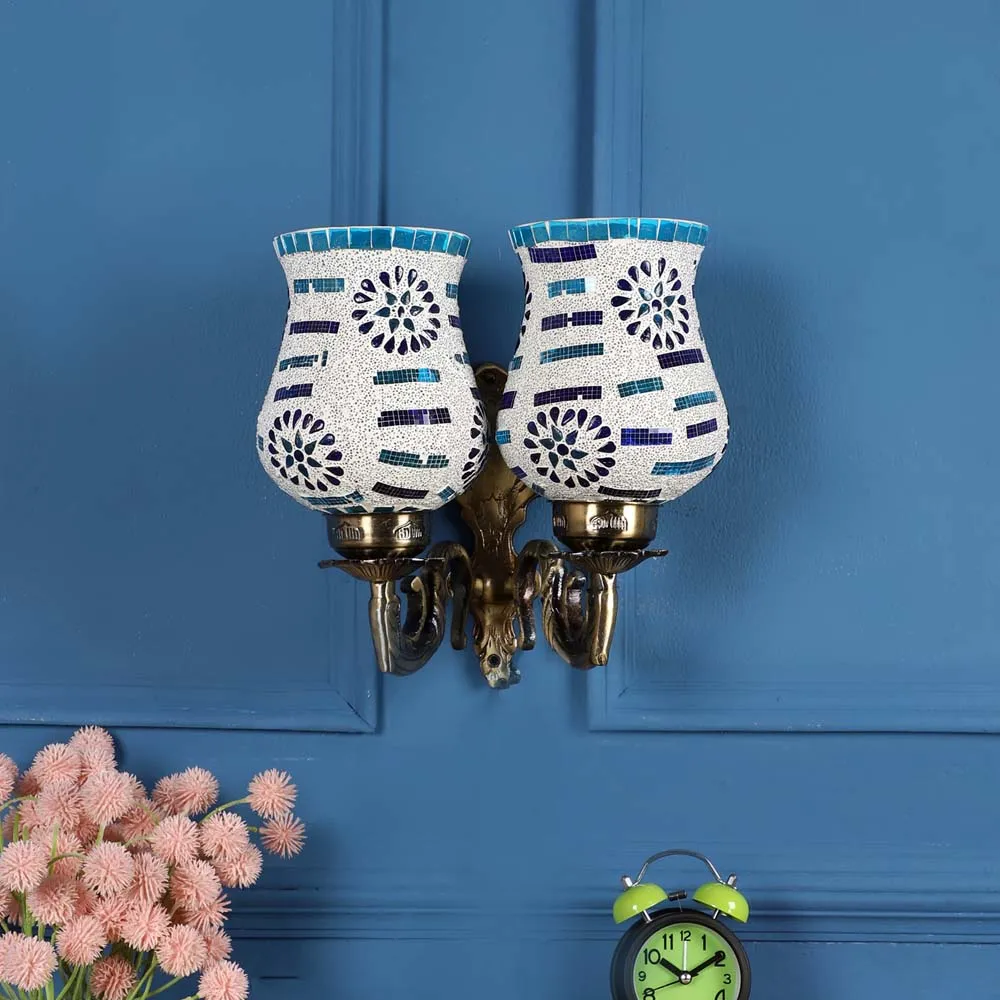 Antique Aluminium Multicolor Flower Wall Lights Single Piece