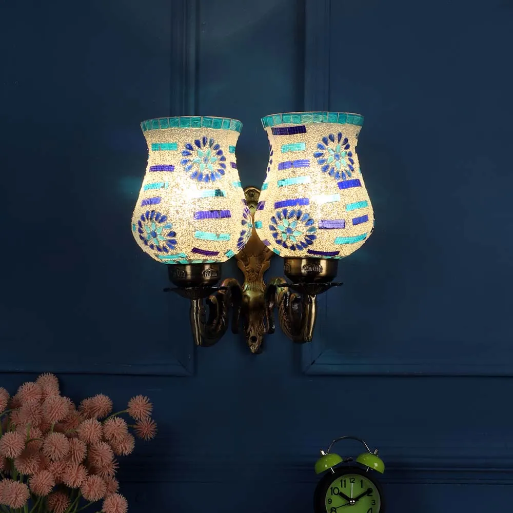 Antique Aluminium Multicolor Flower Wall Lights Single Piece