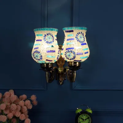 Antique Aluminium Multicolor Flower Wall Lights