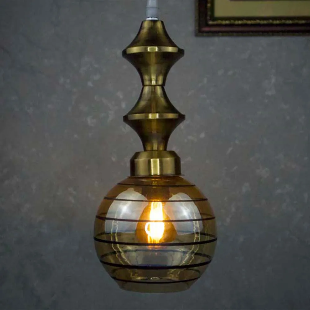 Antique Amber Glass Canopy Pendant Lights