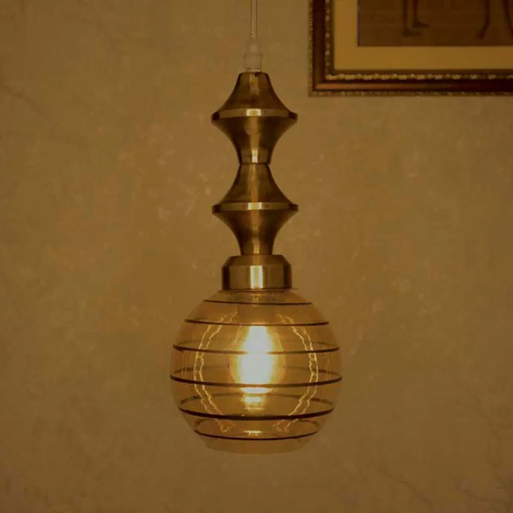 Antique Amber Glass Canopy Pendant Lights