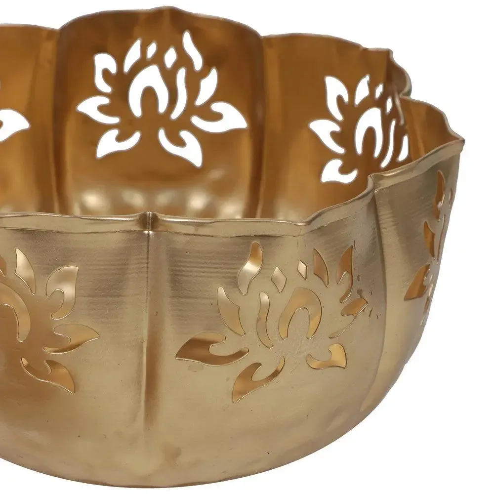 Antique Big Lotus Urli Bowls With Stands (Set of 10)
