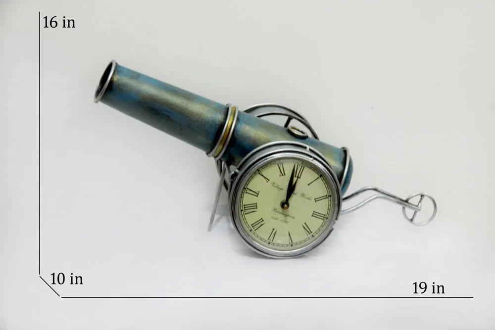 Antique Blue Metal Table Clock / Table Accent