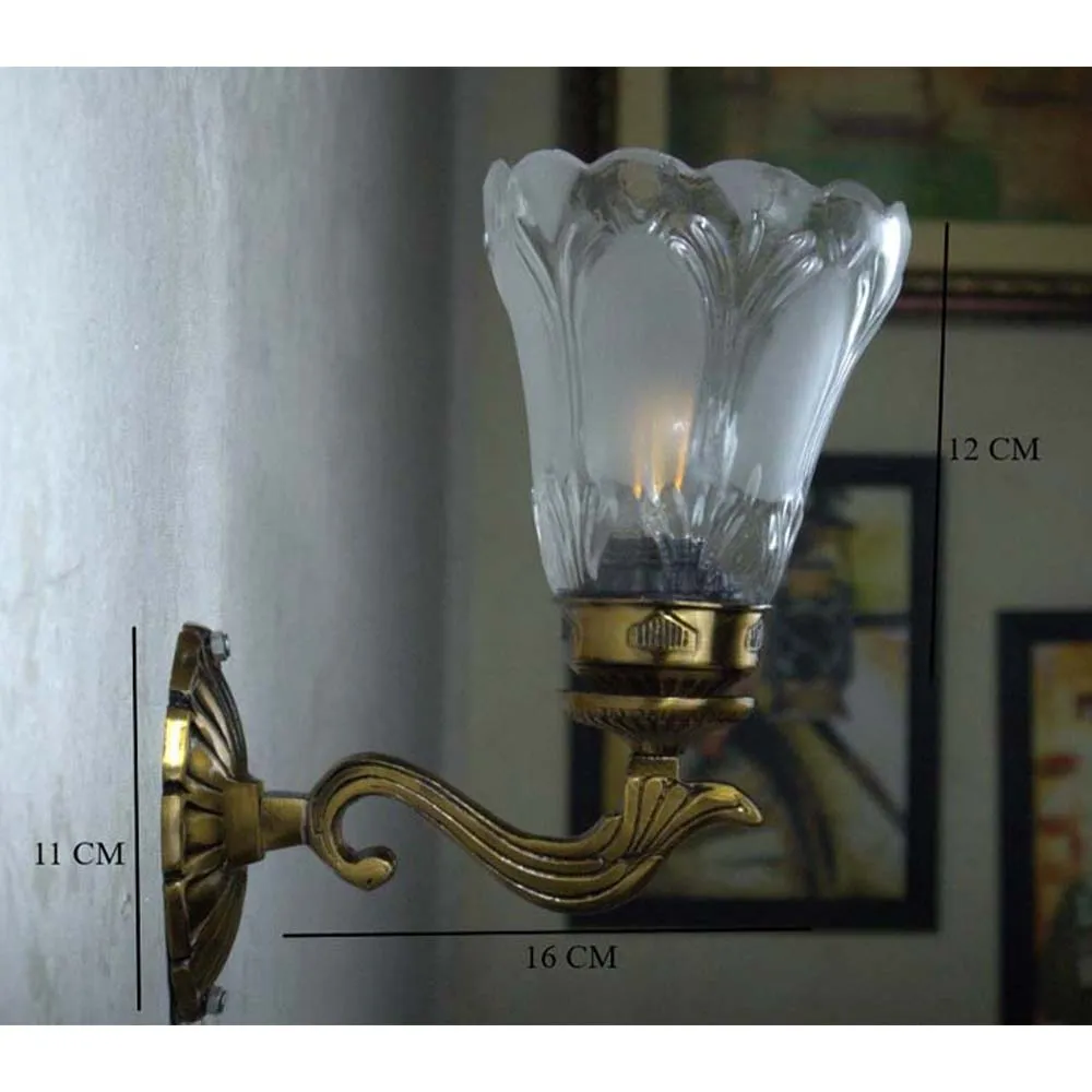 Antique Brass Gold Wall Light With Glass Shade
