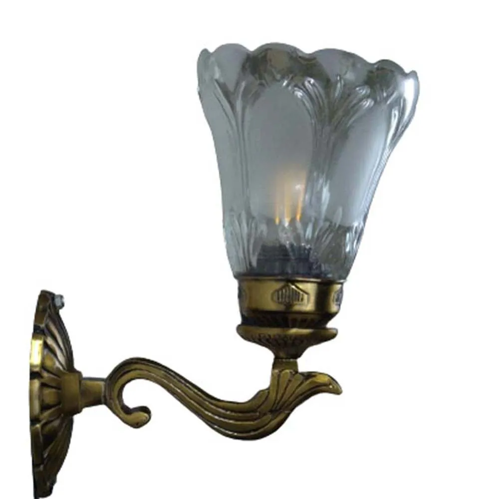 Antique Brass Gold Wall Light With Glass Shade
