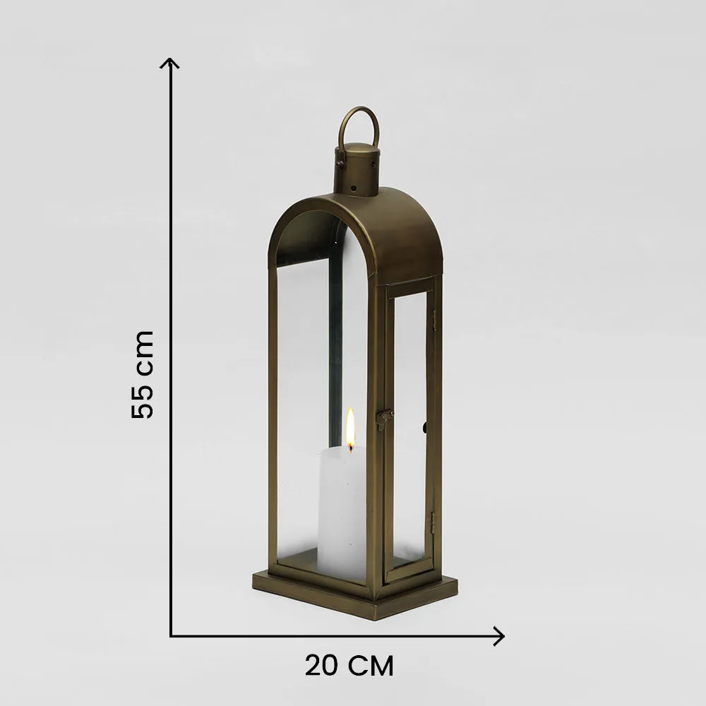 Antique Brass Textured Golden Candle Lantern