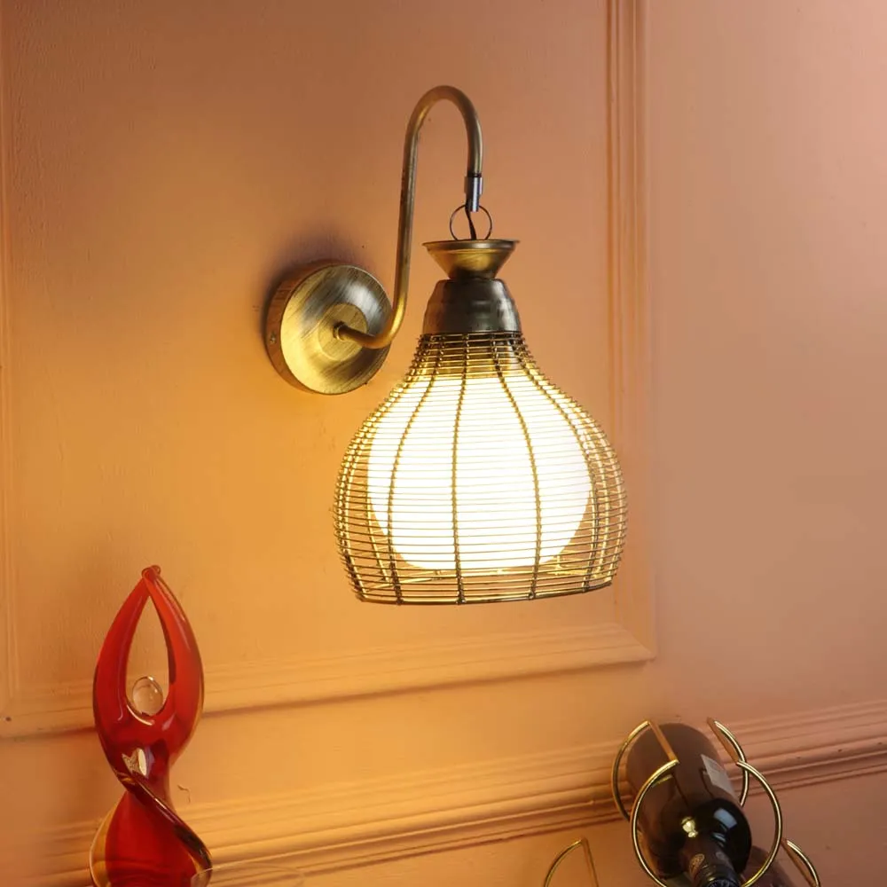 Antique Caged Black metal finish Wall Light ( Bulb included)
