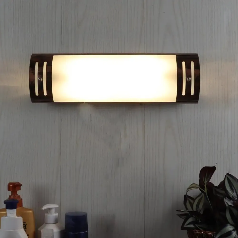 Antique Copper Finish Frosted Glass Bathroom Light