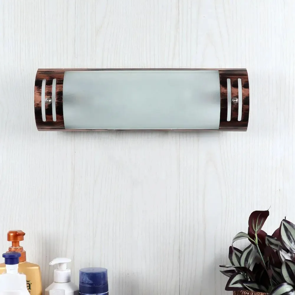 Antique Copper Finish Frosted Glass Bathroom Light