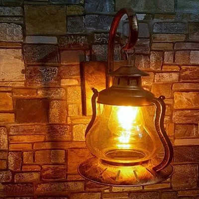 Antique Copper lantern Rustic Wall Light Fixtures, Oil Rubbed Rust Finish