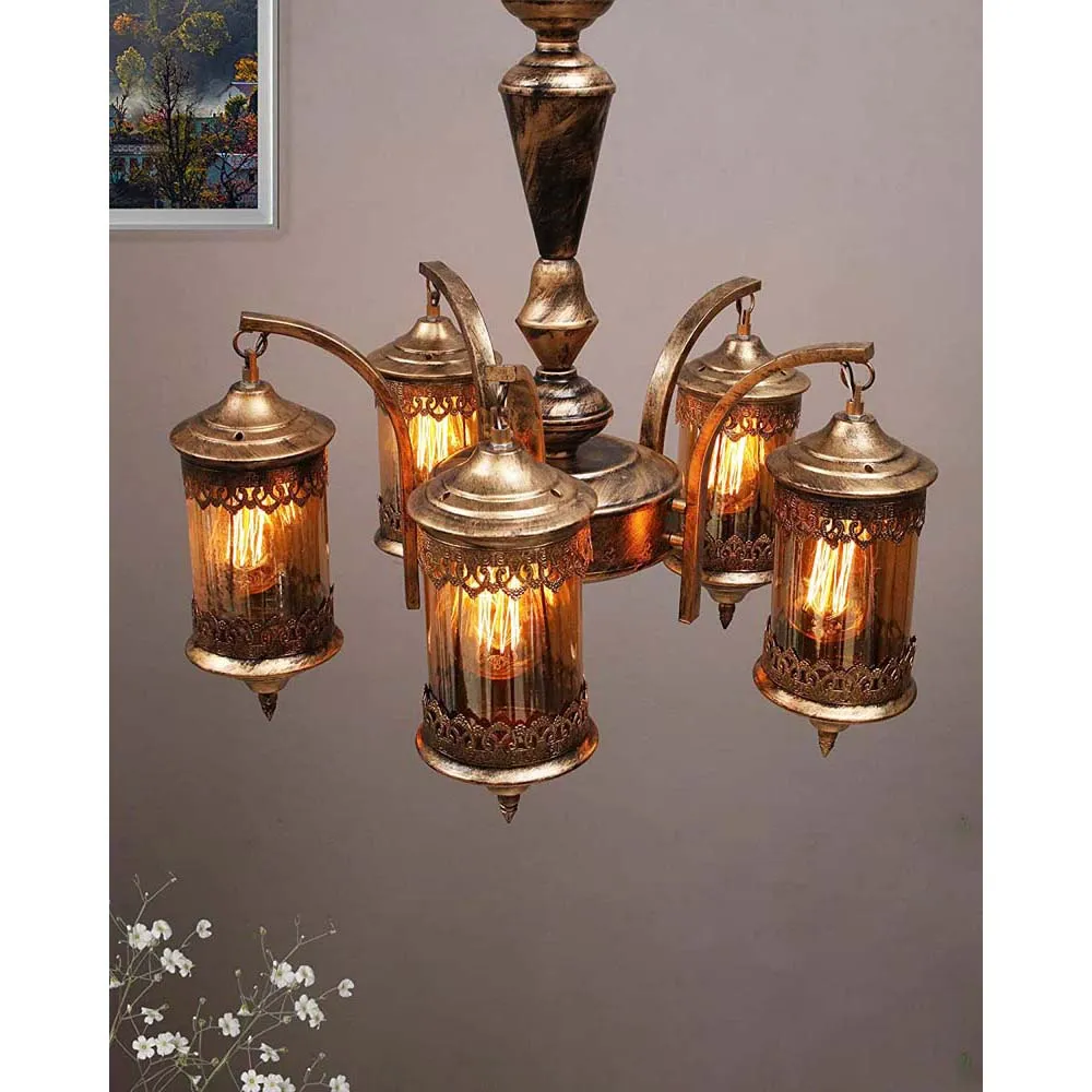 Antique Designer Brass Finish Gold Chandelier