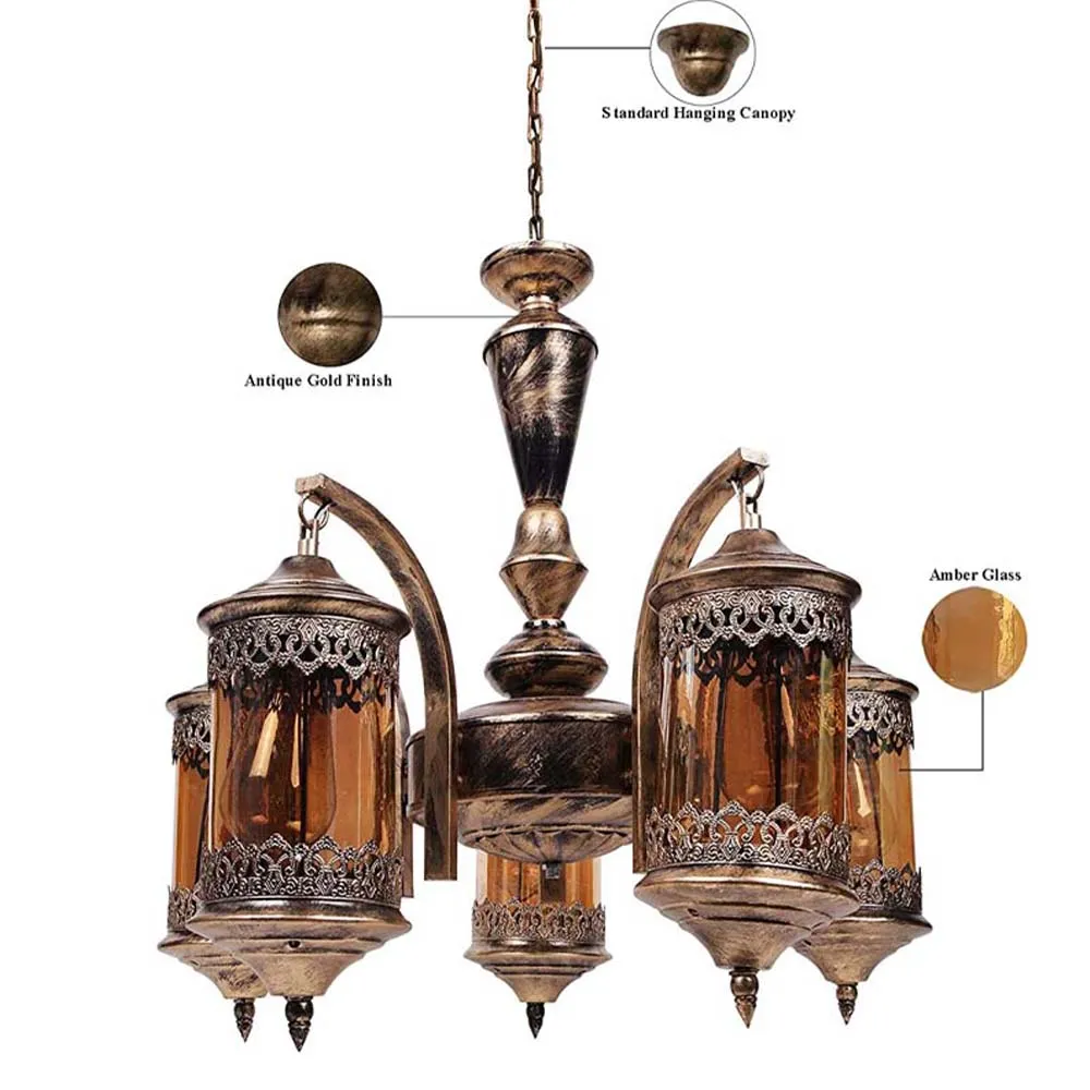 Antique Designer Brass Finish Gold Chandelier