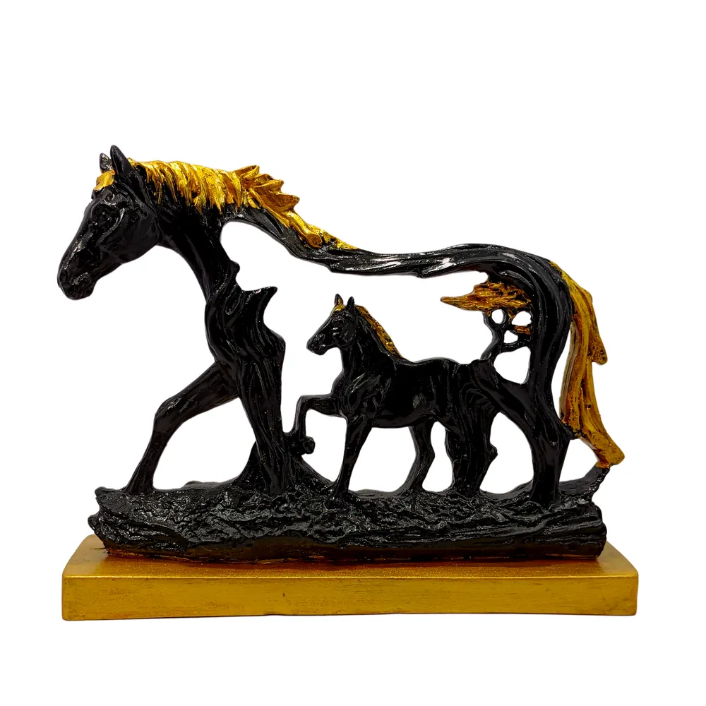 Antique feng shui Polyresin Horse Table Accent Blue