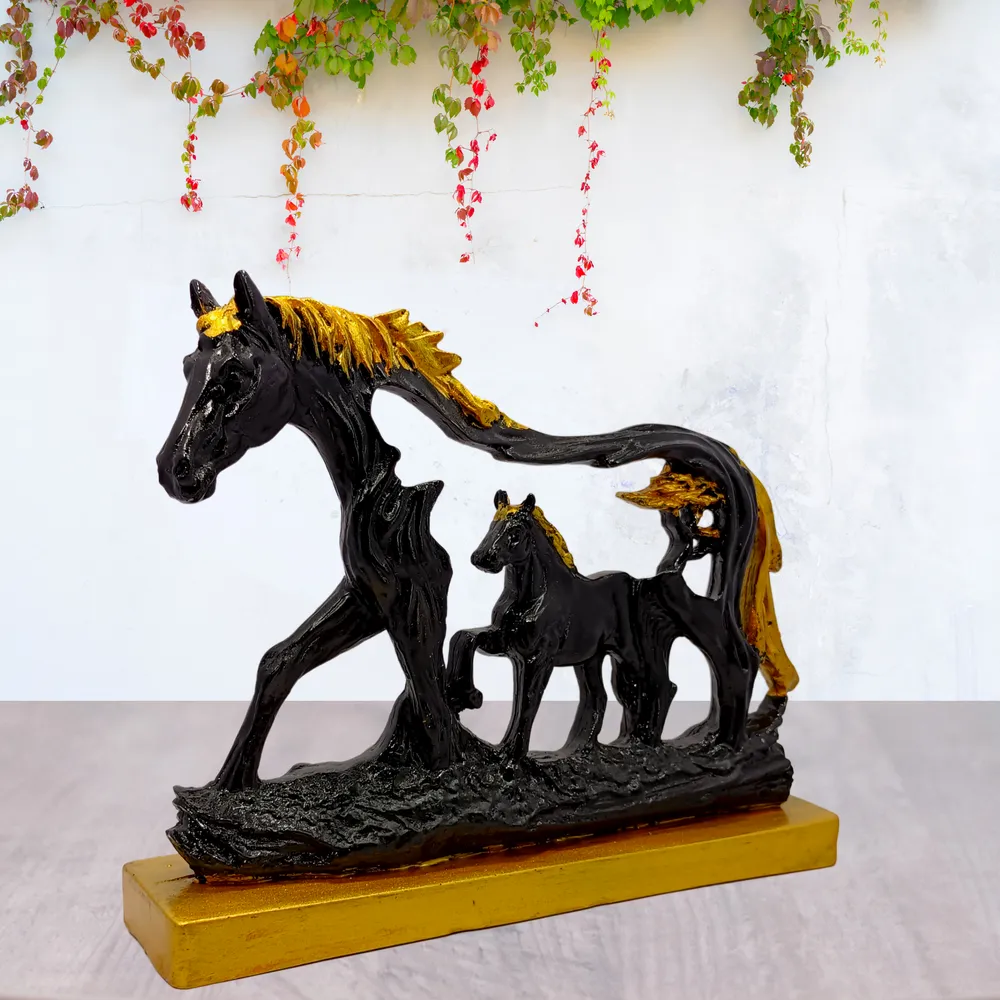 Antique feng shui Polyresin Horse Table Accent Blue