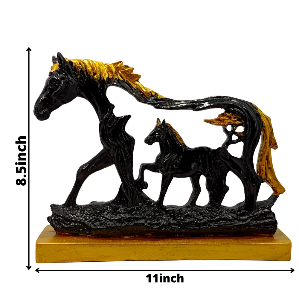Antique feng shui Polyresin Horse Table Accent Blue
