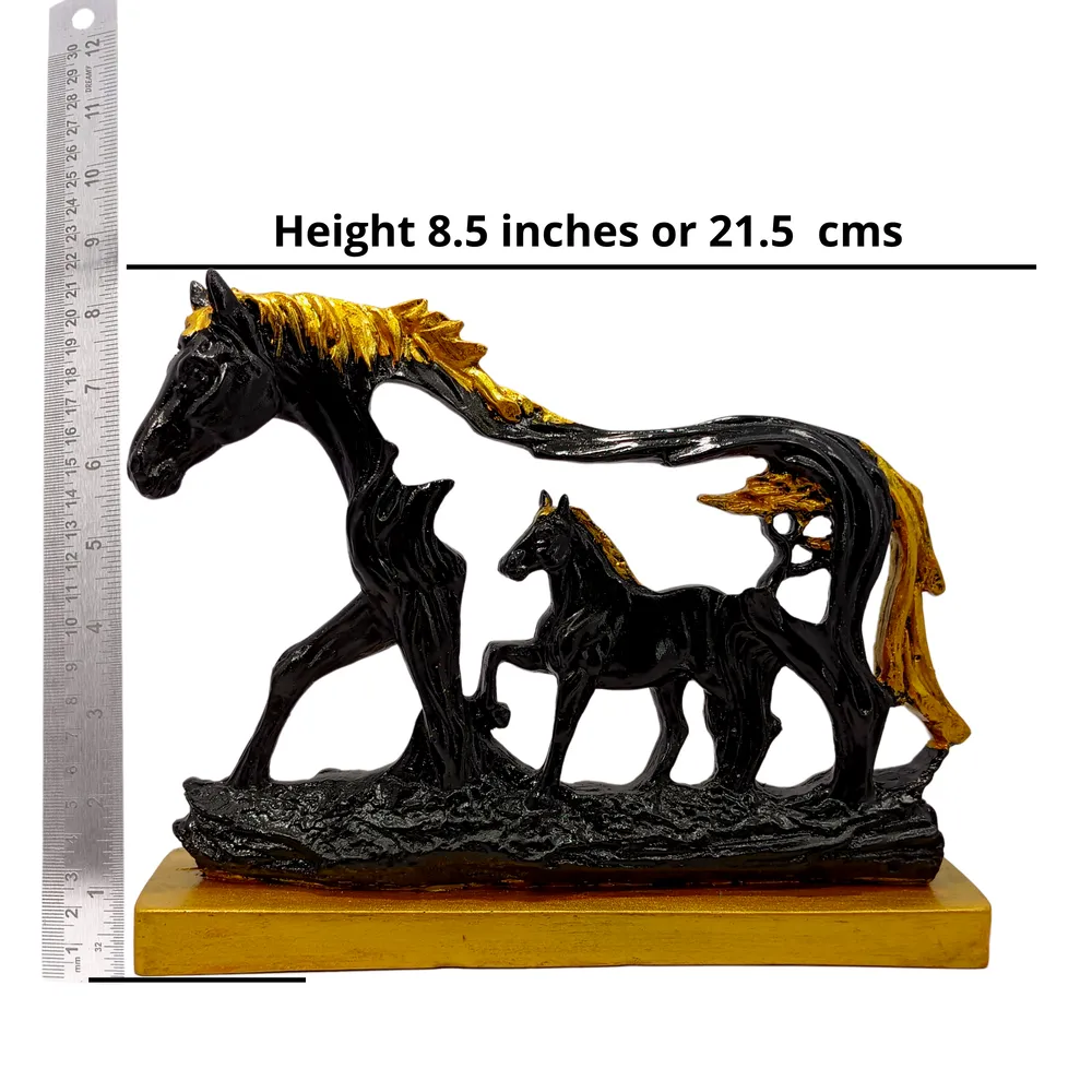 Antique feng shui Polyresin Horse Table Accent Blue