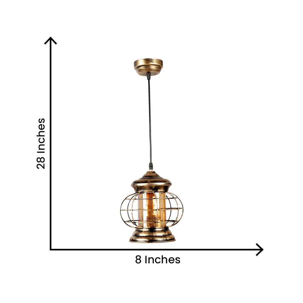 Antique Finish Copper Caged Warm Hanging Light