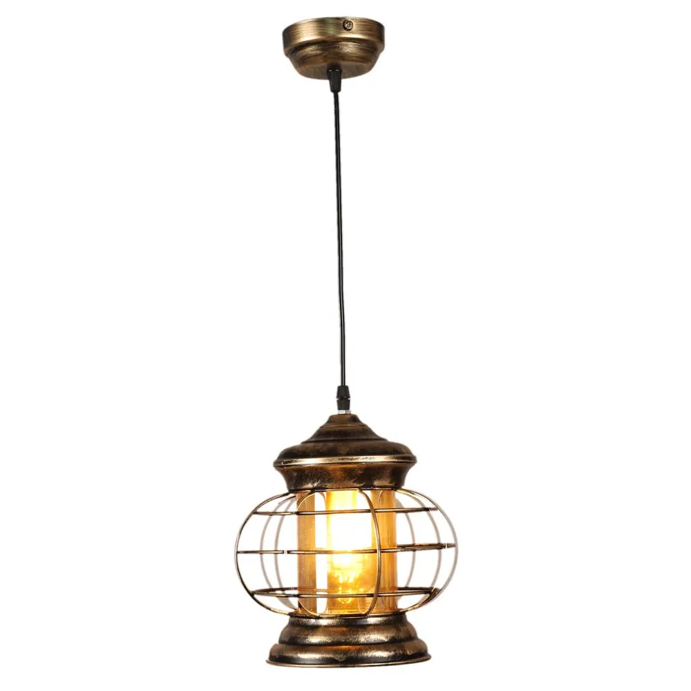 Antique Finish Copper Caged Warm Hanging Light