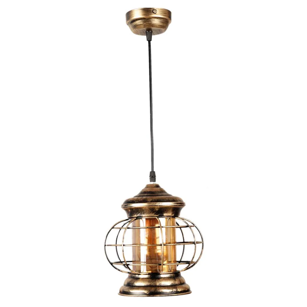 Antique Finish Copper Caged Warm Hanging Light