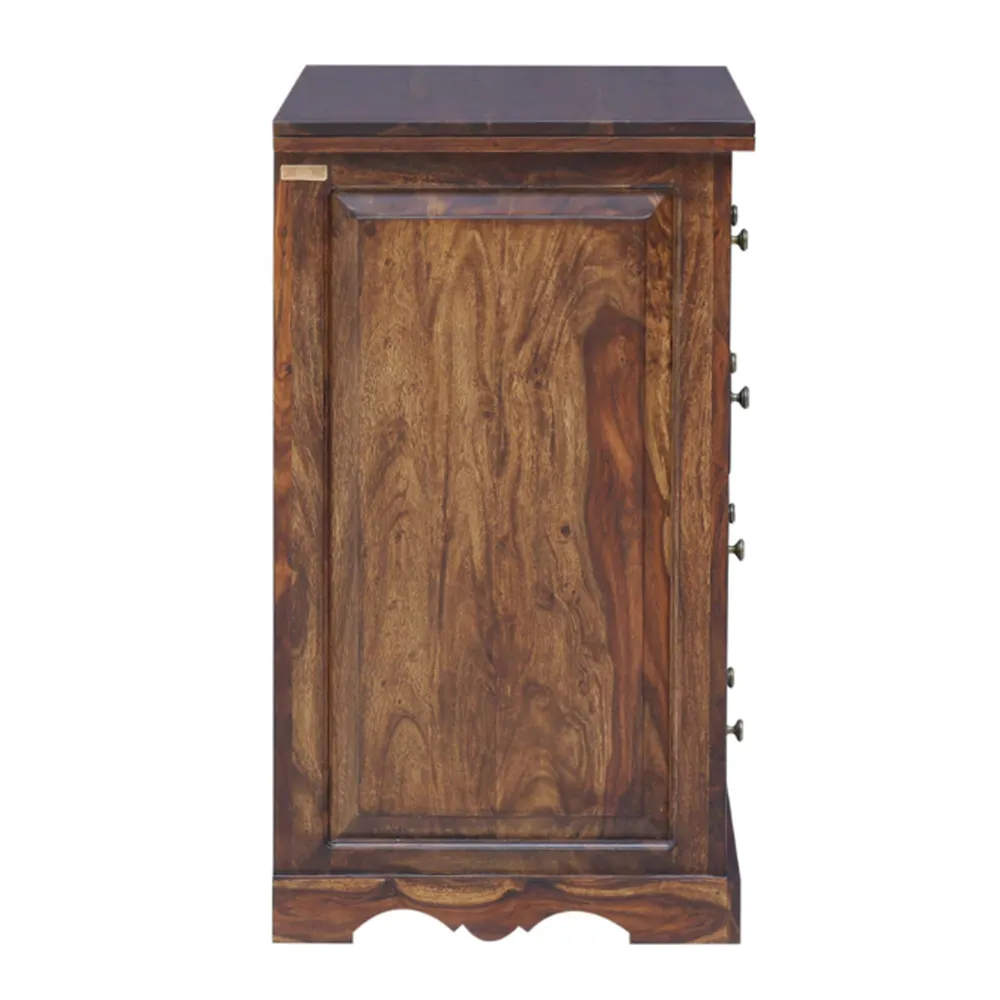 Antique Finish Traditional Block Crafted Sheesham Wood Chest Of Drawers