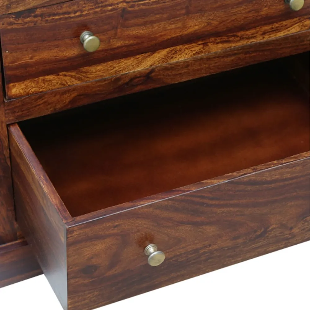 Antique Finish Traditional Block Crafted Sheesham Wood Chest Of Drawers