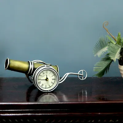 Antique Golden Metal Table Clock / Table Accent